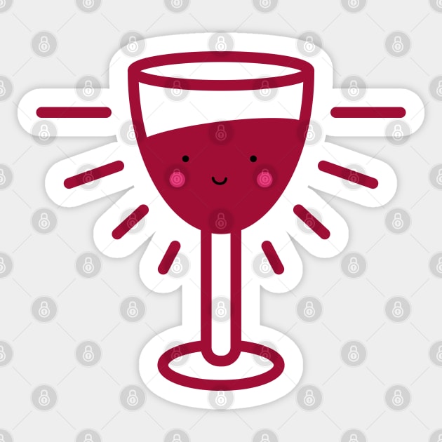 Kawaii Red Wine Glass Sticker by designminds1
